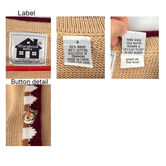 90s vintage novelty wolf animal embroidered button up cardigan knit sweater - Picture 11 of 11